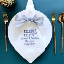 Wedding MrMrs European napkin custom name wedding date napkin embroidery mouth cloth wedding banquet