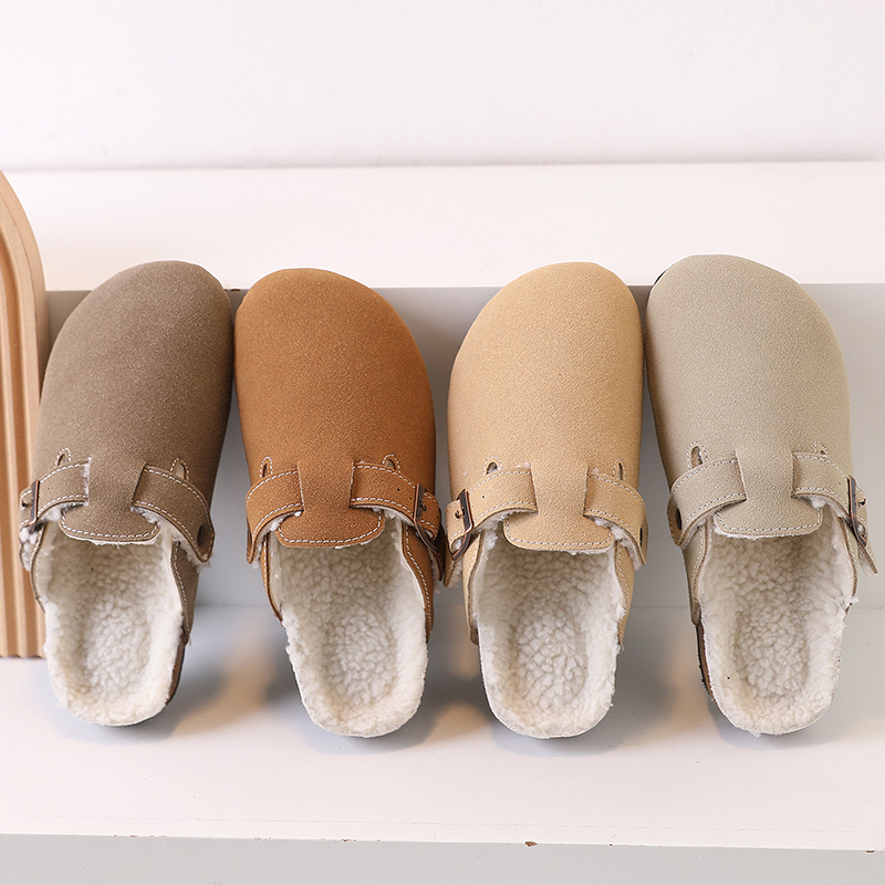 Sannobaker's New Lamb Wool Fleece-Lined Cork Toe Half Slippers for Men and Women in Winter Nubuck Leather Birkenstock Shoes Flats Soles Sannobaker's New Lamb Wool Fleece-Lined Cork Toe Half Slippers for Men and Women in Winter Nubuck Leather Birkenstock Shoes Flats Soles