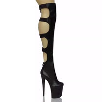 20 cm fashion catwalk boots European and American sexy nightclub dance shoes tailor-made black matte pole dance over-the-knee boots