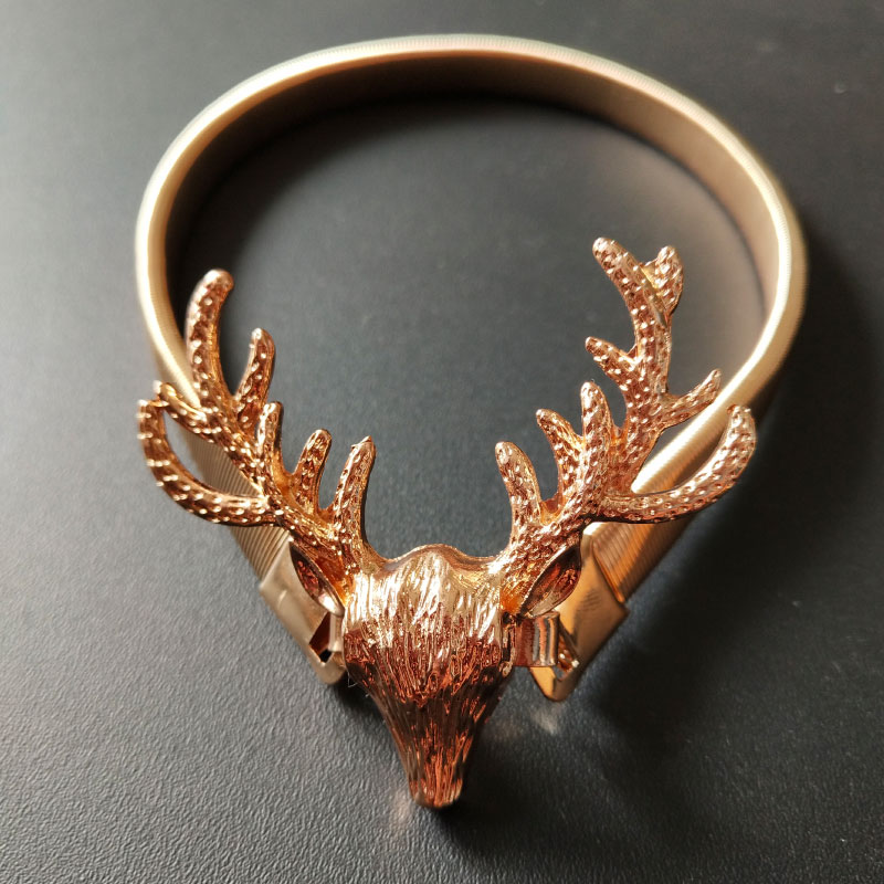 Deer head spring tied rope magnet buckle curtain strap tied flower tie magnetic elastic punch-free antler feather