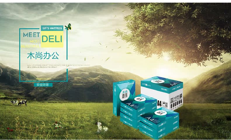 Deli Mushang copy giấy A3 / A4 giấy 70g giấy gỗ bột giấy trắng văn phòng cung cấp giấy FCL