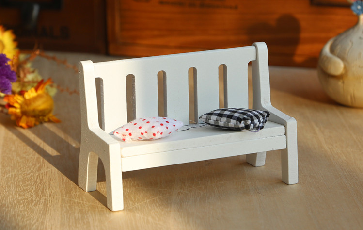 Dễ thương mini đồ nội thất ghế trắng công viên trang trí sáng tạo trang trí đôi ghế nhỏ chụp ảnh đạo cụ - Trang trí nội thất thiết kế ban công đẹp