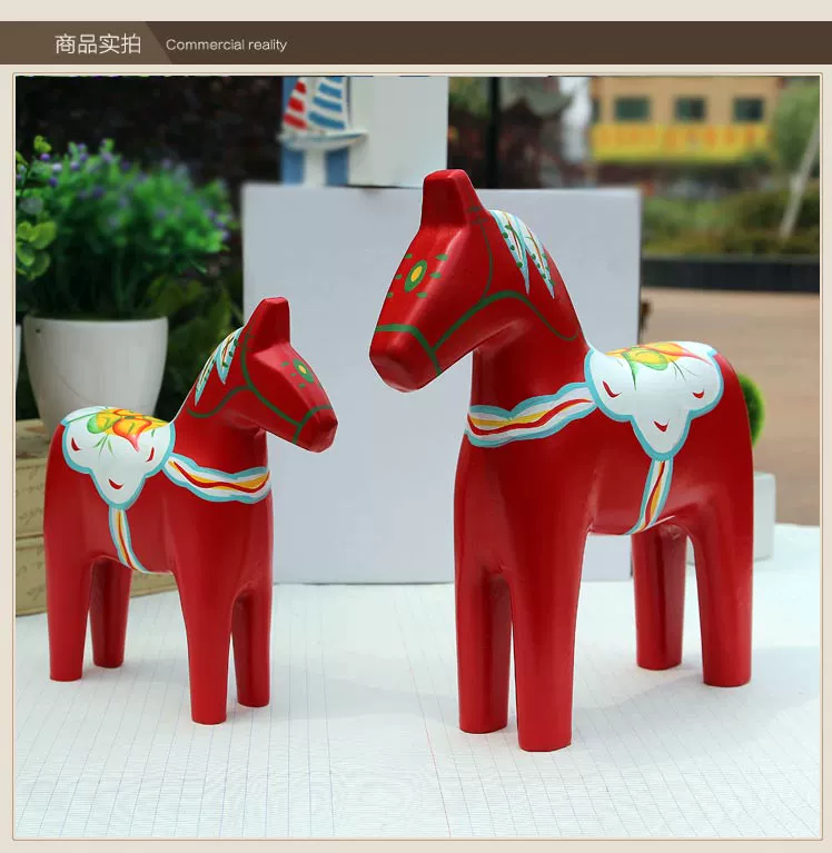 Thụy điển Dalama painted red horse đồ trang trí thiết lập của nhà gỗ phòng khách tủ rượu trang trí hiển thị quà tặng đám cưới trang trí nội thất