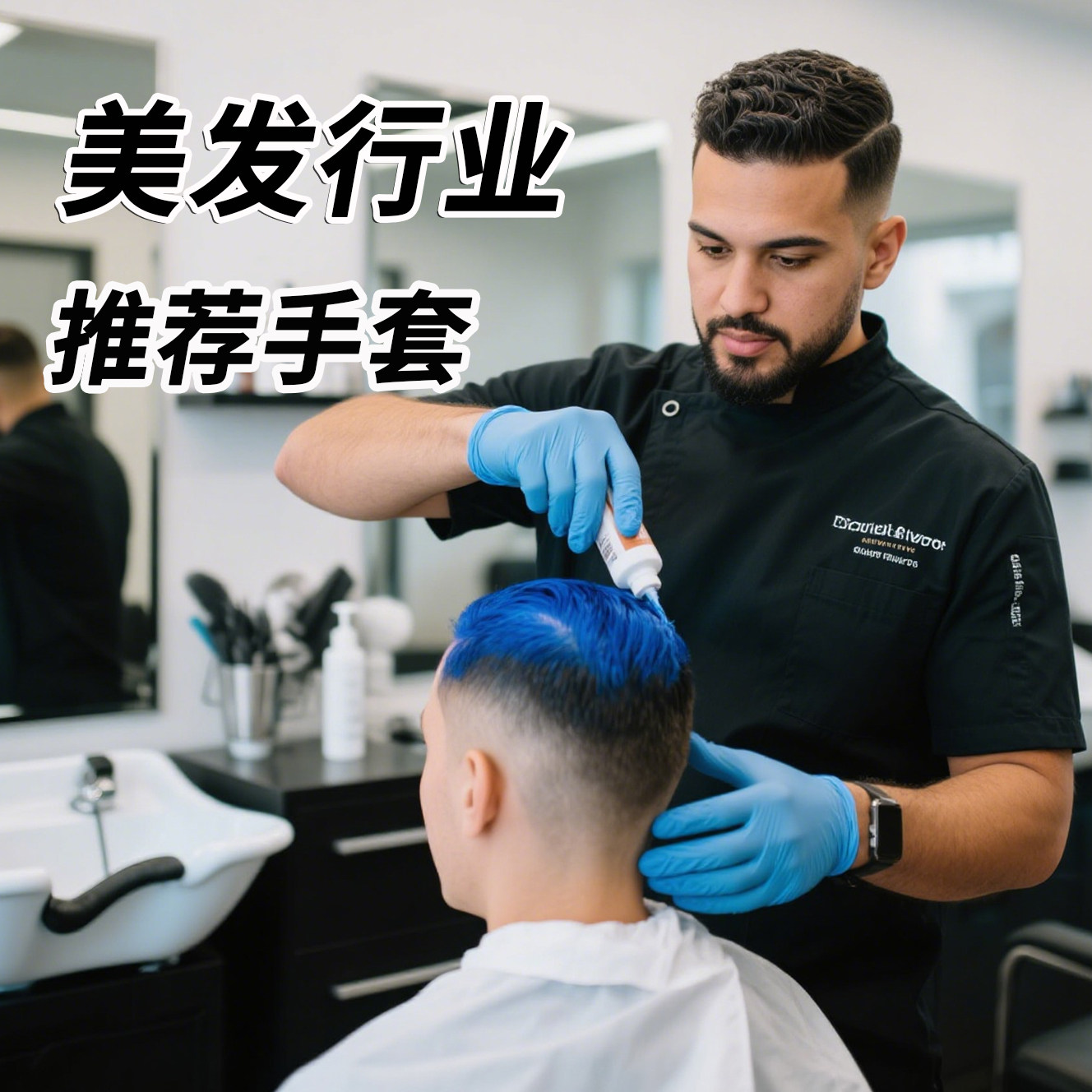 美发行业一次性丁晴防割防刺干活工作专用胶皮防护手套防油防水