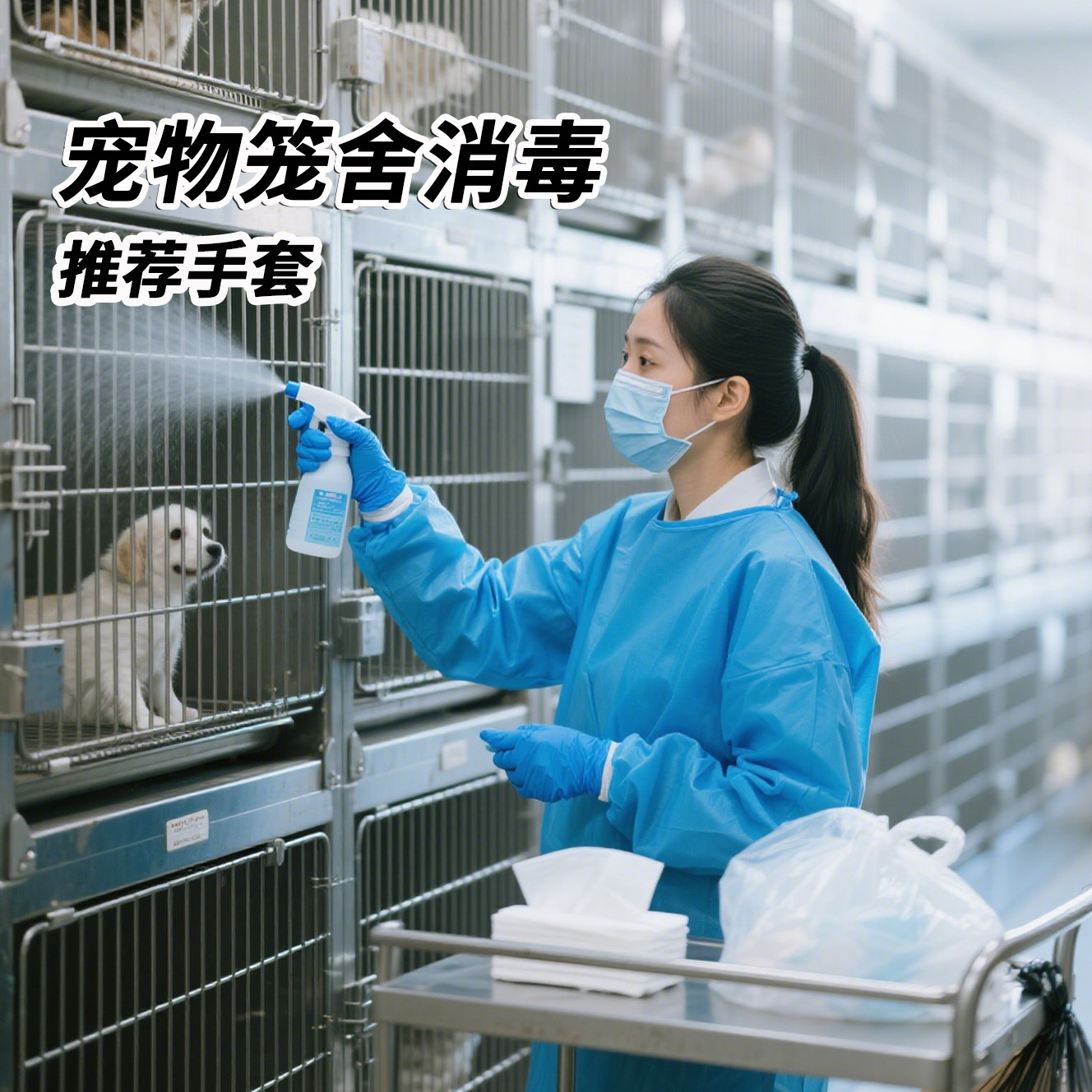 宠物笼舍消毒一次性丁晴手套轻薄女士防水滑防护橡胶手套厨房做饭