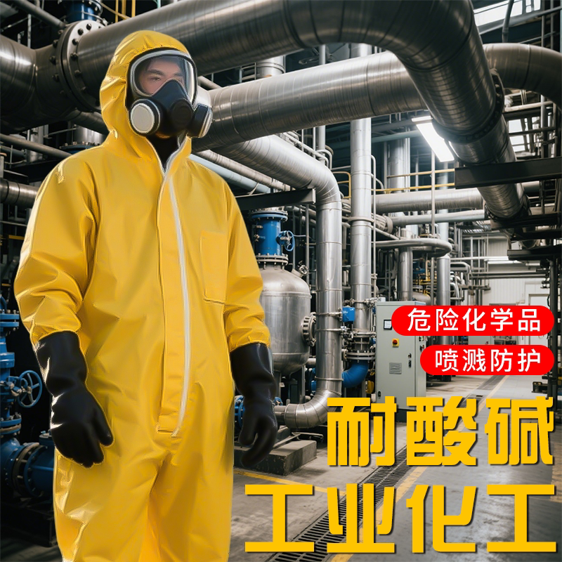 工业化工厂耐酸碱防护服粉尘连体全身防尘实验室专用工作服防油污