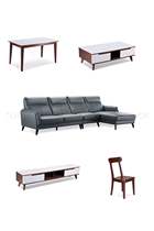 Left and right sofa coffee table TV cabinet dining table 4 dining chair set