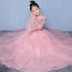 2018 công chúa mùa thu đông cô gái từ vai áo dài tay váy trẻ em pettiskirt mẫu catwalk tổ chức trang phục shop quần áo trẻ em Váy trẻ em