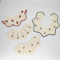 ins Han version baby saliva towel new day series baby cute 360 degrees round mouth cotton cotton cloth cherry breathable water absorption