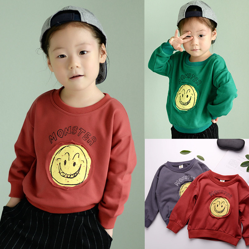Children long sleeve autumn winter clothing boy pure cotton wool circle thick T-shirt cloth applid 100 hitch baby boy baby hooded jacket