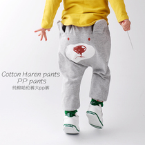 Baby Pants Pure Cotton Spring Autumn Boy Casual Pants Fall Boy Clothing Fart Pants Children Autumn Clothes Small Baby Big Pp Pants