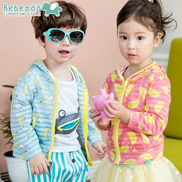 Children's sunscreen men and women Baby-conditioned sweatshirt thin Korean children's clothing bebezoo jacket summer-style children's skin coat