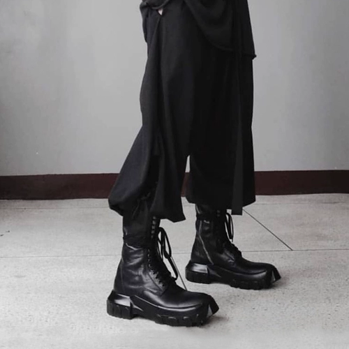 Martens, мужские высокие удерживающие тепло высокие сапоги на платформе, средней длины, из натуральной кожи, европейский стиль