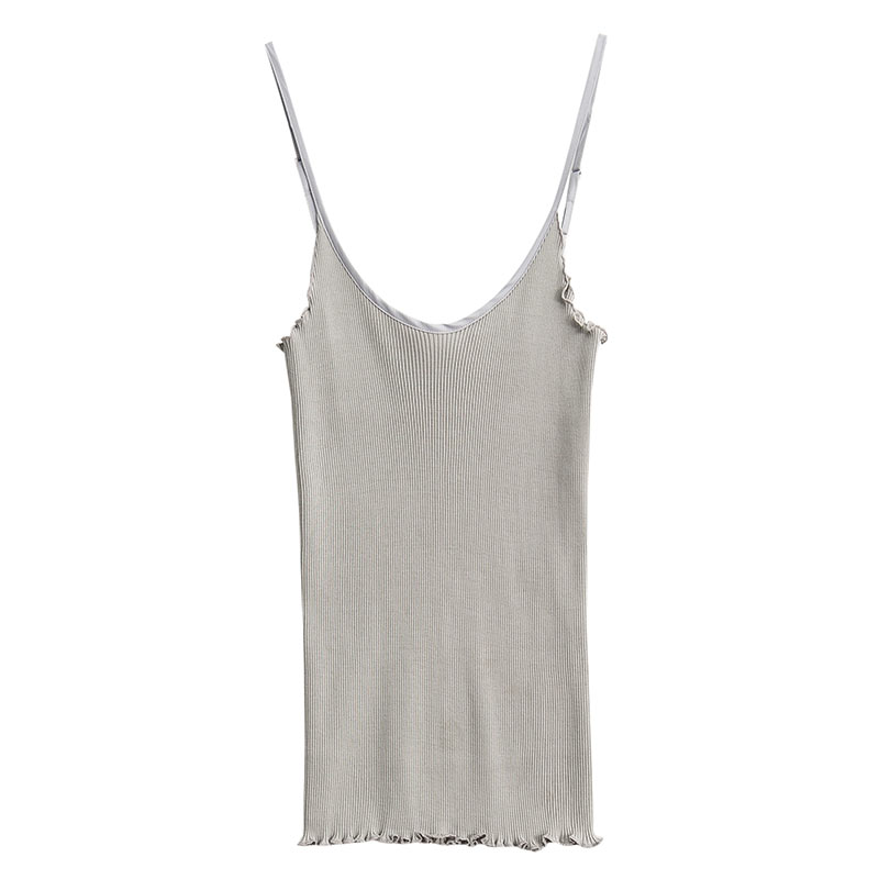 Silk sling nhỏ vest nữ mùa hè dâu ngắn lụa cao đàn hồi bên ngoài cơ thể mặc mặc một chiếc đầu từ dưới lên.