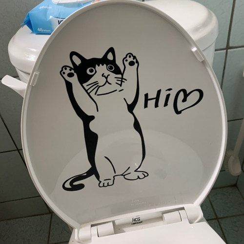 Cat fattening home moisturizing cartoon cute kitty stickers Waterproof Toilet Bowl toilet Toilet Lid Decoration Creative Stickler
