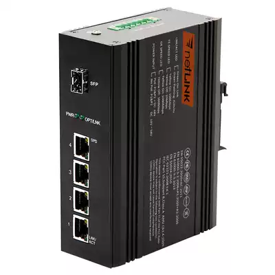 netlink Industrial Fiber Optic Transceiver HTB-G104-SFP Gigabit 1 Optical 4 Electric SFP Port Photoelectric Converter