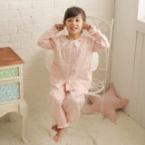 Хлопковая марлевая детская демисезонная пижама, хлопковый милый комплект, длинный рукав, подходит для подростков