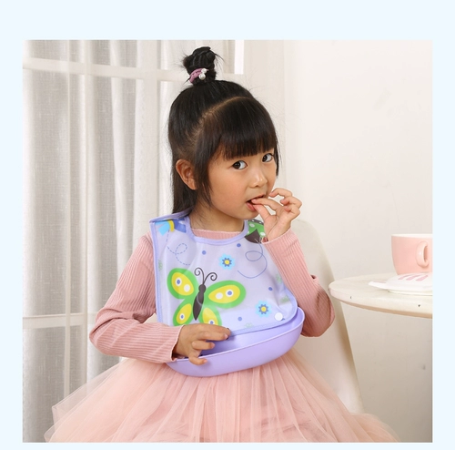 Съемный детский водонепроницаемый большой нагрудник для еды для раннего возраста, с карманом