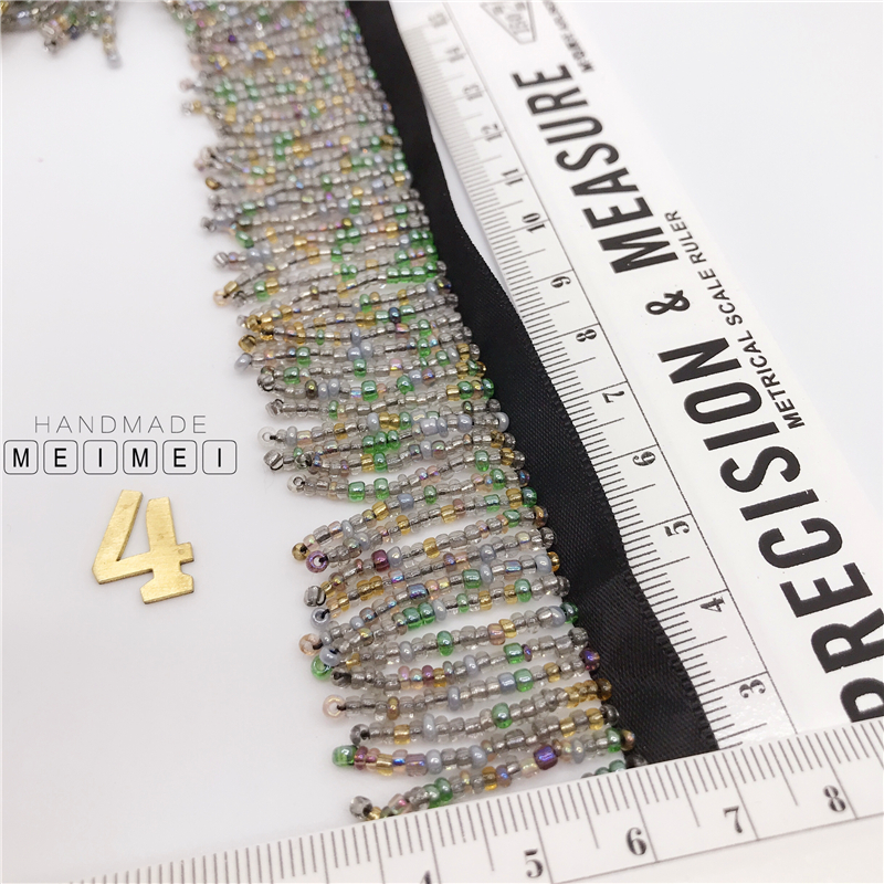 Phụ kiện đính hạt treo tai tua rua xanh đỏ quần áo mũ nón phụ kiện DIY nặng làm việc ren 4CM12 nhân dân tệ 0,5 m - Phụ kiện tóc kẹp tóc hàn quốc cho bé