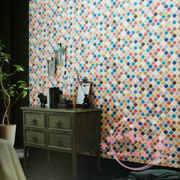 日本山月环保pvc壁纸fine欧式做旧复古马赛克效果环保墙纸fe 1342