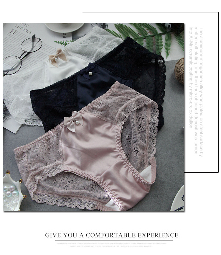 Quần lót nữ bằng vải cotton Nhật Bản ren siêu mỏng dễ thương thoáng khí không có dấu vết eo thấp tóm tắt nhỏ tươi - Giữa eo quần boxer nam