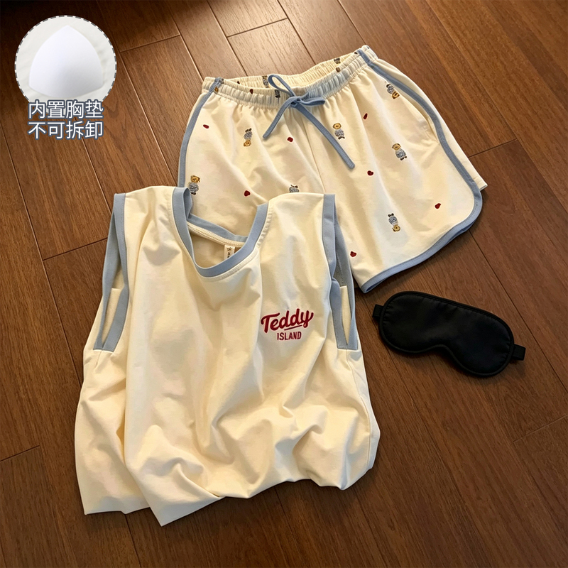 Cute Sleeveless Vest with Chest Pads, Women's 2026 New Summer Bear Set, Can Be Worn Outside as Loungewear Cute Sleeveless Vest with Chest Pads, Women's 2026 New Summer Bear Set, Can Be Worn Outside as Loungewear
