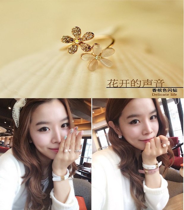Hàn Quốc trang sức nhỏ đơn giản nhỏ cúc cúc ngón tay nhẫn hoa hồng mở vòng phụ nữ xu hướng phụ kiện nhẫn vàng nam