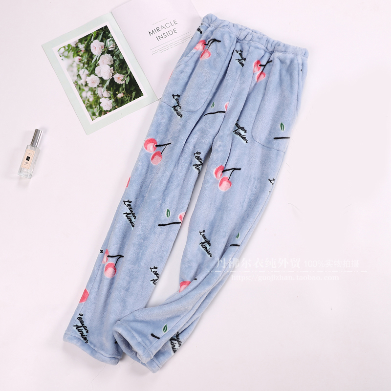 Mùa thu và mùa đông mẫu flannel lady ngủ quần rộng kích thước dày dày ấm áp lông cừu san hô quần thường nhà mùa đông quần bò nữ