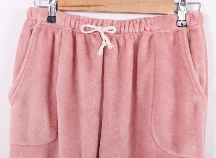 Cặp vợ chồng flannel đồ ngủ nam và nữ đàn hồi miệng nhỏ chân nhà quần kích thước lớn mùa thu và mùa đông dày san hô lông cừu nhà quần thời trang mặc nhà nam nữ