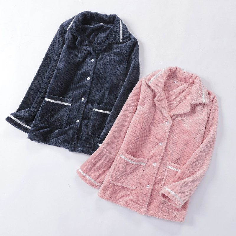 Dealing with one-piece jacket men's coral fleece pajamas winter thickened plus velvet warm flannel couple pineapple plaid home clothes