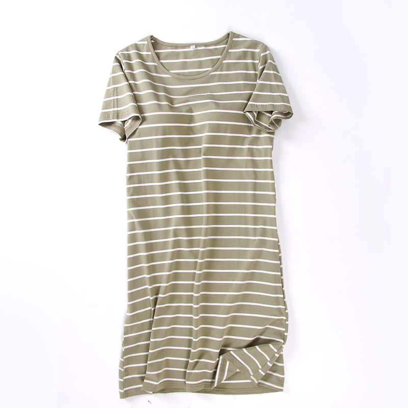 Mùa hè nửa tay áo với áo ngực cotton cotton mà không mặc áo ngực cup một tay áo ngắn nữ váy cotton dịch vụ nhà váy ngủ lụa