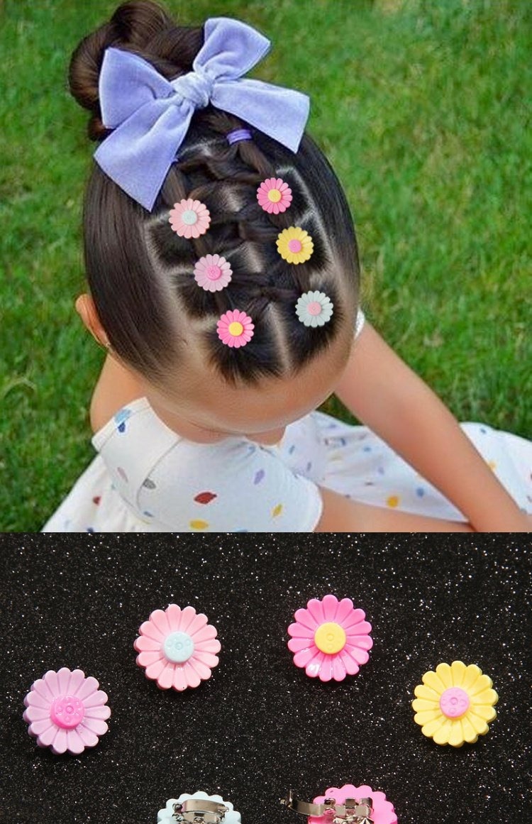 Dễ thương trẻ em mini kẹp tóc màu acrylic rhinestone đậu Hà Lan khóa phụ kiện tóc kẹp tóc cô gái nhỏ mũ nơ kẹp tóc