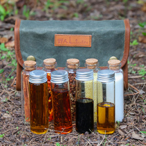 Savage bushcraft outdoor camping cowhide glass seasoning bottle barbecue picnic portable oil bottle seasoning box