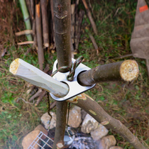 Savage bushcraft outdoor camping stainless steel three-hole hanging pot holder bonfire rack portable three-foot pot holder