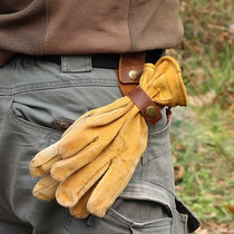 Savage bushcraft outdoor camping portable gloves cowhide waist hanging anti-drop buckle rope glove adhesive hook
