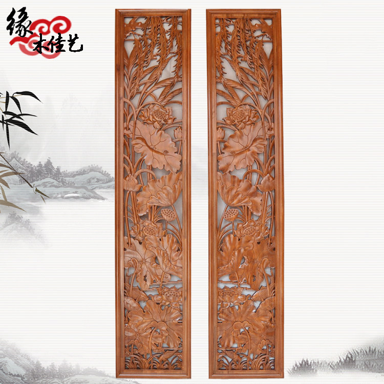 Dongyang wood carving background wall Chinese style decoration TV wall TV background wood carving carved out living room sofa