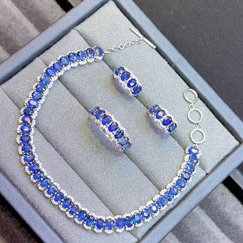 Natural royal blue sapphire 925 silver jewelry set