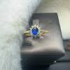 Natural royal blue sapphire Princess Diana style ring 4×5 925 silver finely inlaid natural colored gemstone jewelry