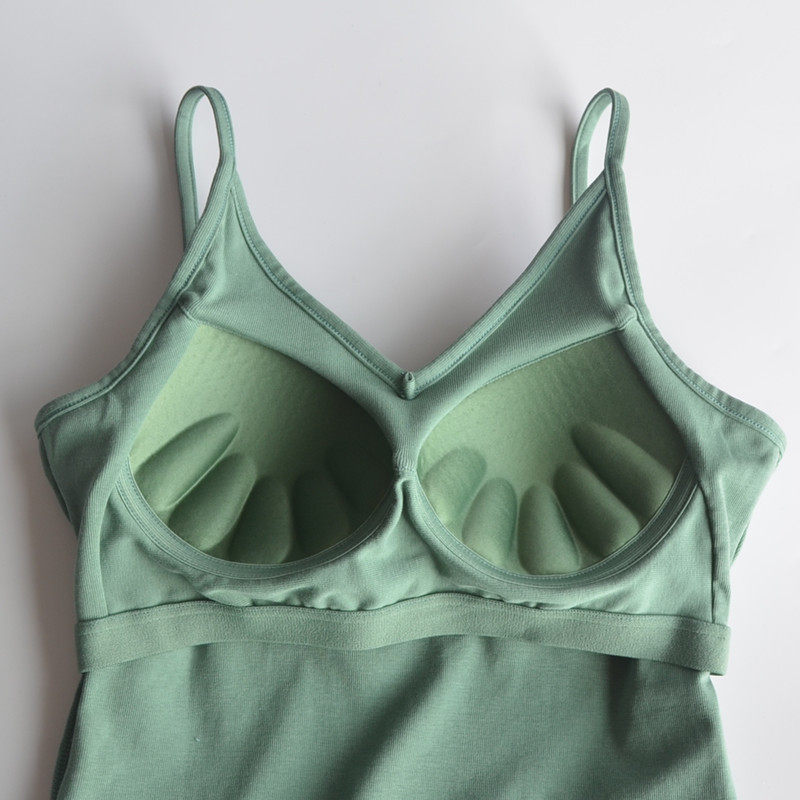 (Broken Code Clearance) Cotton Summer Vest Women's With Chest Pad Beautiful Back Sling Cup Integrated V-neck Inside