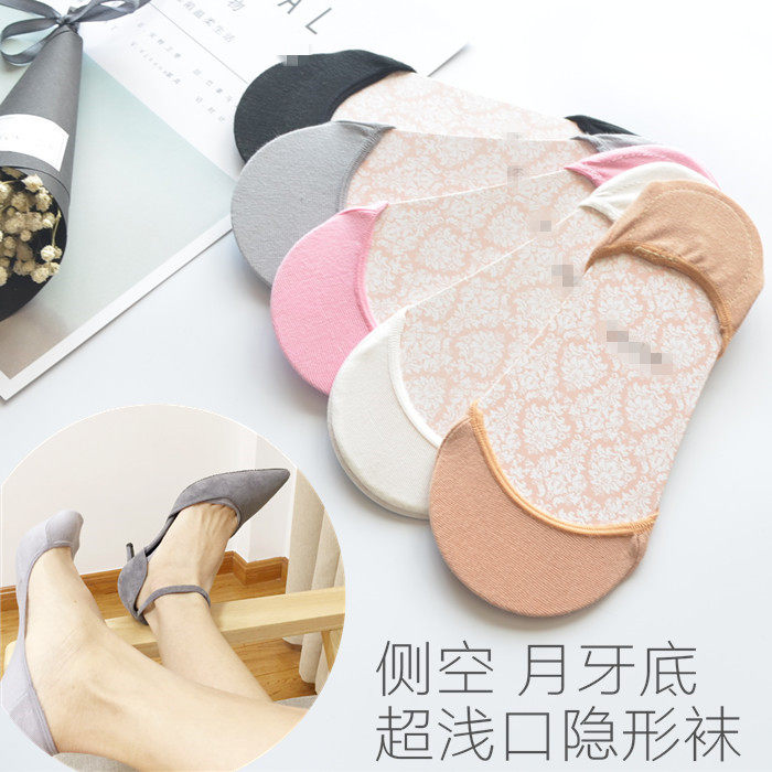 Ultra low - side empty boat socks female spring and summer pure cotton shallow socks plus sponge socks