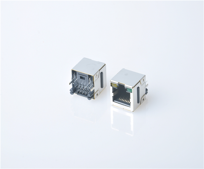 RJ45 single port 180 degrees with lamp socket Vertical 8P8C 1X1 socket Our ultra-thin with side connector