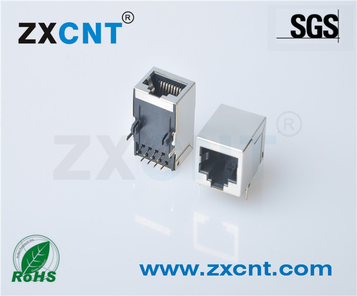 RJ45 shielded 90-degree 1X1 socket No light crystal head mother connector net route mother head back foot