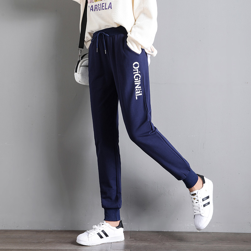 Cô gái quần sweatpants mùa thu 2019 mùa xuân và mùa thu mô hình trong không khí của cậu bé lớn thường lỏng lẻo mặc cơ thể ylean xà cạp nhỏ