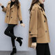 2022 autumn and winter new women's trendy woolen coat large size double-breasted button plus cotton thick temperament fashionable woolen coat