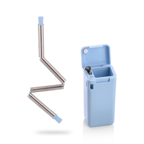 304 stainless steel portable environmental protection stainless steel folding straw keychain folding beverage private color straw