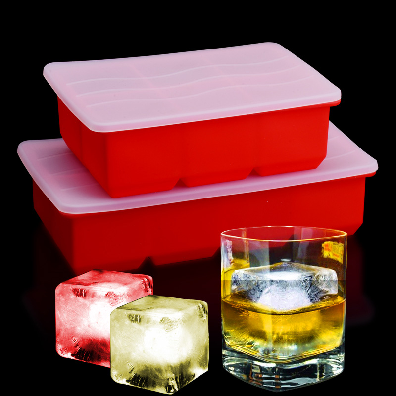 Large ice cubes King ice Silicone Ice Mold Whisky Square Ice Mold Ice Cubes with lid ice-making box Creative Ice