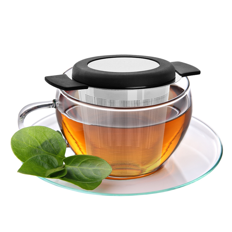 304 Stainless Steel Tea Filter Tea Leak Silicone Gel Double Handle Filter Tea Machine With Lid Sub slag stopper Gongfu Tea fitting