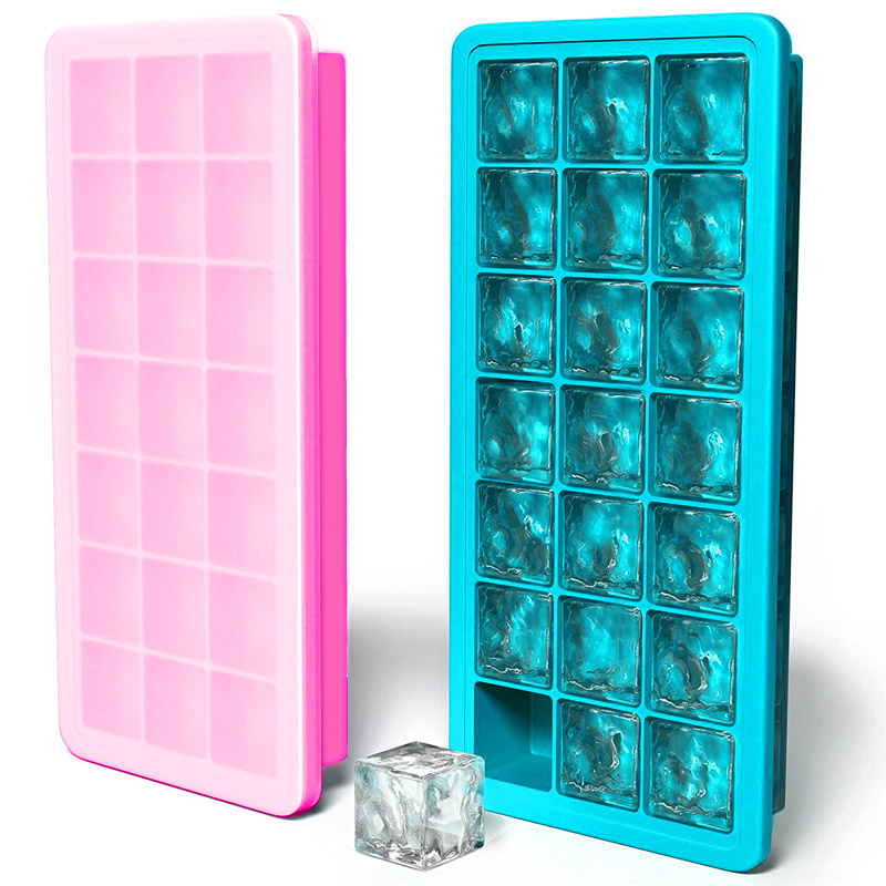 Lejens with lid silicone Ice Grids mold Children's side food ice cubes ice-making boxes easy to take square ice whisky