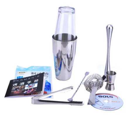 Miễn phí vận chuyển Mười miếng thép không gỉ 550ml Boston Style Bartender Set Hall Cup Cặp Cup Cocktail Bộ rượu - Rượu vang