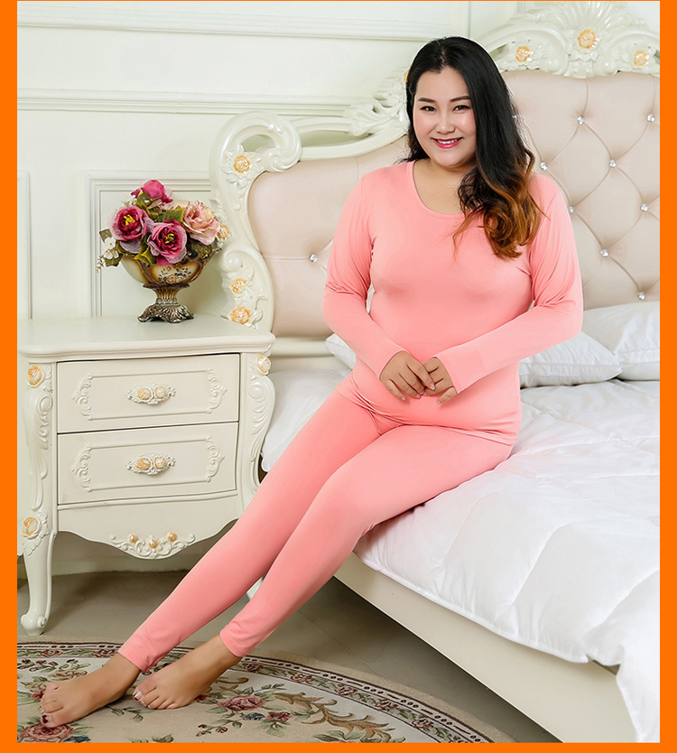 Mùa thu và mùa đông phụ nữ mới béo mm kích thước lớn cộng với chất béo vòng cổ sanding sang trọng đồ lót nhiệt mùa thu quần dài tập 230 kg thời trang mặc nhà